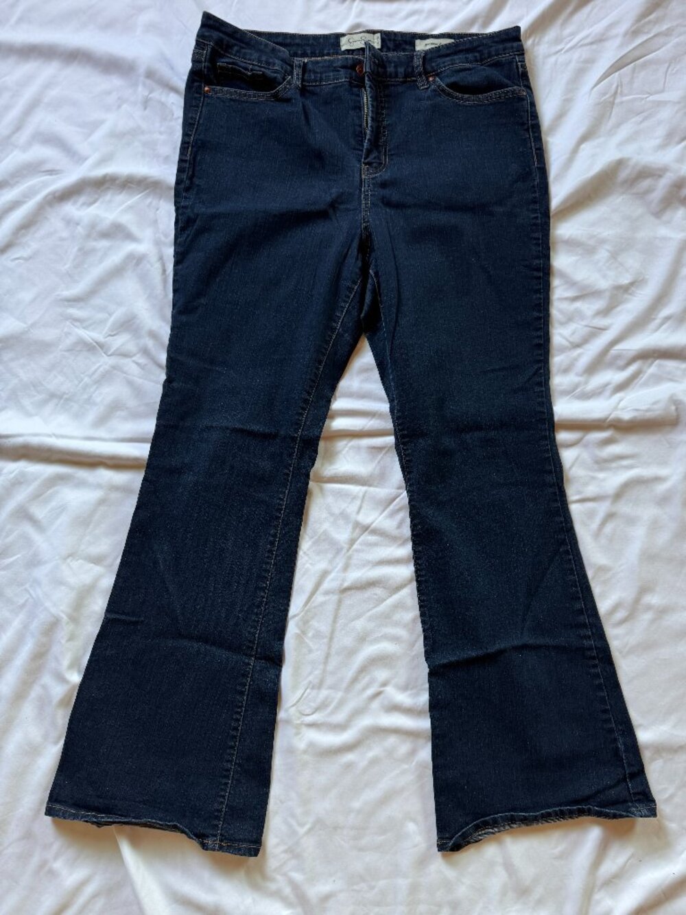 Jessica Simpson Flare Jeans Womens Size 8 Blue Dark Wash Stretch Denim